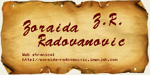 Zoraida Radovanović vizit kartica
